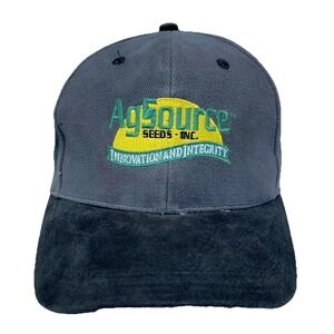 Vintage AgSource Hat Cap Strap Back‎ Gray Black Farm Agriculture Dad Baseball